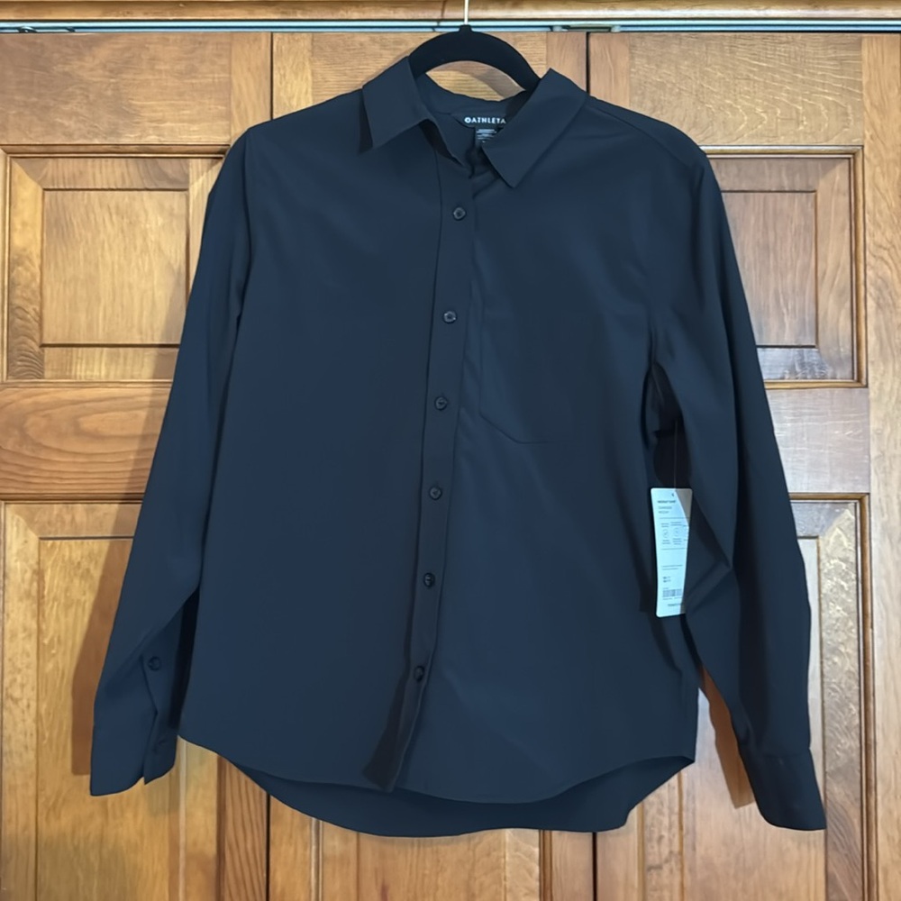 Athleta Midday Black Button Down Shirt NWT - Picture 2 of 6